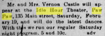 Idle Hour Theater - Feb 18 1916 Article (newer photo)